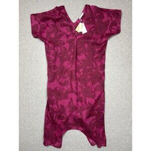 Mango (MNG) Magenta Floral Dress Maxi Flowy Boho Ramie Oversized Size US 8